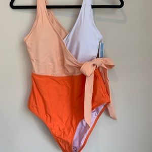 Orange and White Bowknot One-piece Swimsuit